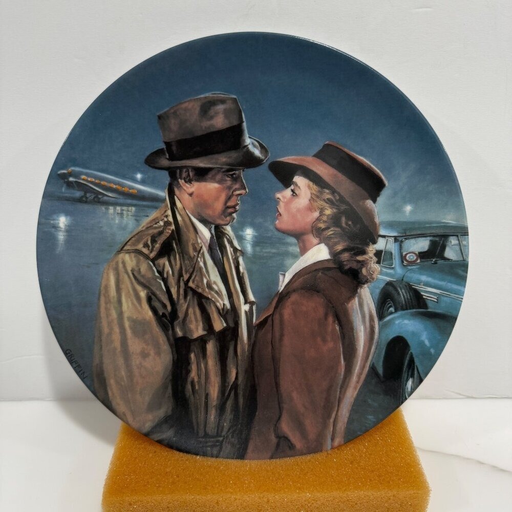 VTG 1990 Casablanca Collector Plate Here's Looking at You Kid‎ Bogart Bergman